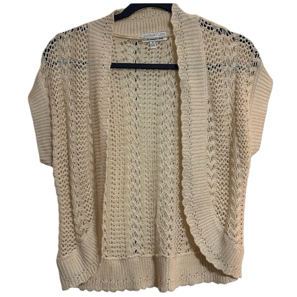 Signature by Robbie Bee Cardigan Shawl Vest Bolero Size 14